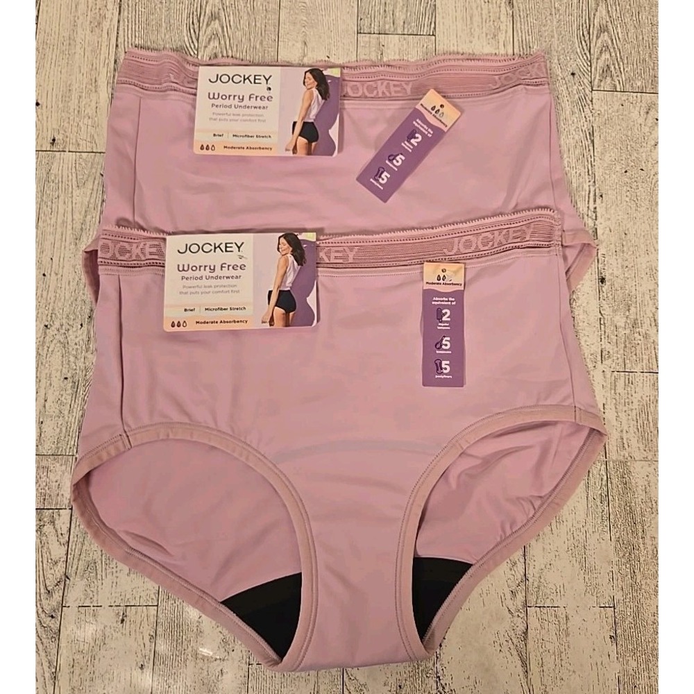 Jockey Period Underwear XS Brief Moderate Absorbency Pink Worry Free